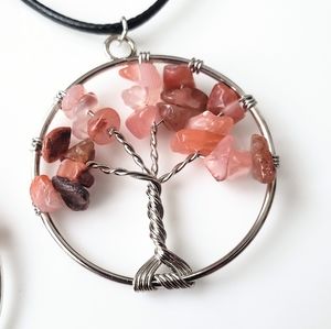 LAST ONE! Natural carnelian tree of life pendant necklace